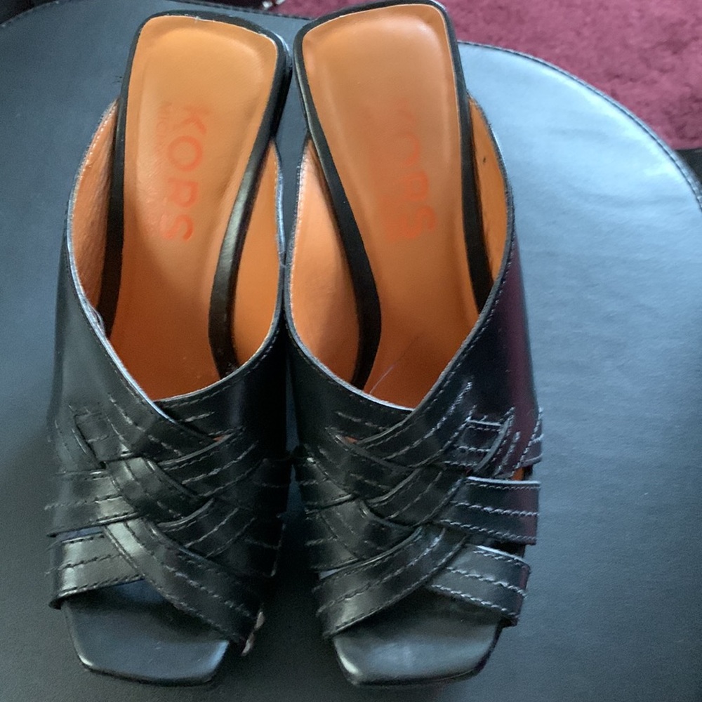 Michael Kors black stud open toe shoes